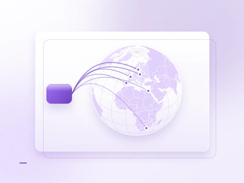 Sphere terrestre en projection orthographique reelle, graticule au pas de 20 degres. Une source unique en violet, six declinaisons qui rejoignent autant d'entites : la forme change, la donnee non.